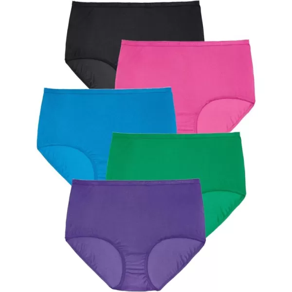 Comfort Choice Women's Plus Size Nylon Brief 5-Pack Underwear