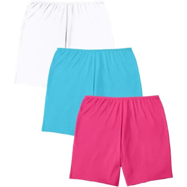 Comfort Choice Women's Plus Size Stretch Cotton Boxer 3-Pack Underwear