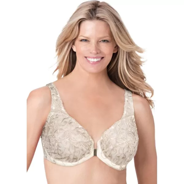Women's Plus Size Embroidered Front-Close Underwire Bra