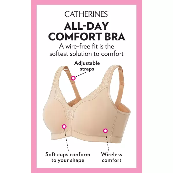 Catherines Women's Plus Size Cotton Comfort Wireless Bra