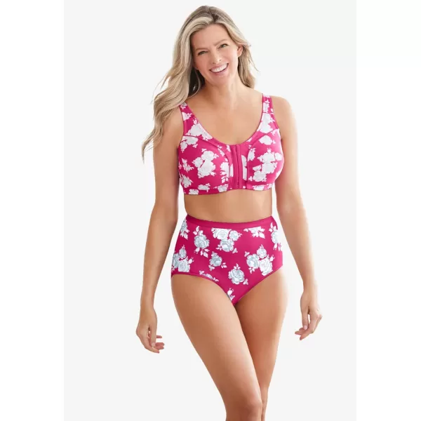 Comfort Choice Women's Plus Size Cotton Front-Close Wireless Bra