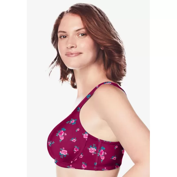 Comfort Choice Women's Plus Size Cotton Wireless Lightly Padded T-Shirt Bra