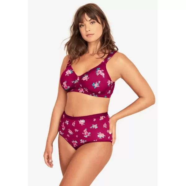 Comfort Choice Women's Plus Size Cotton Wireless Lightly Padded T-Shirt Bra