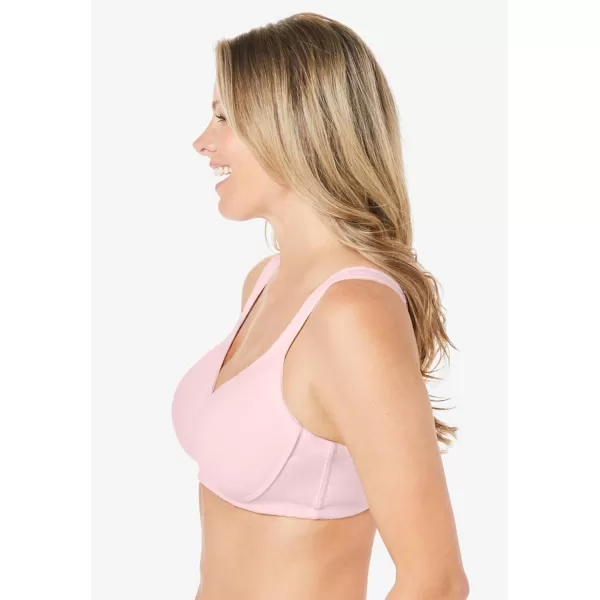 Comfort Choice Women's Plus Size Cotton Wireless Lightly Padded T-Shirt Bra