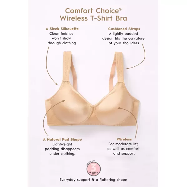 Comfort Choice Women's Plus Size Cotton Wireless Lightly Padded T-Shirt Bra