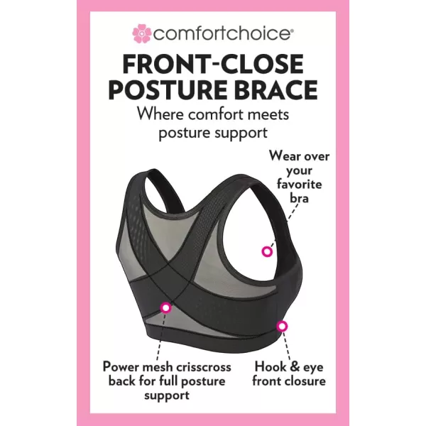 Comfort Choice Women's Plus Size Front Close Posture Brace - 1X, Black