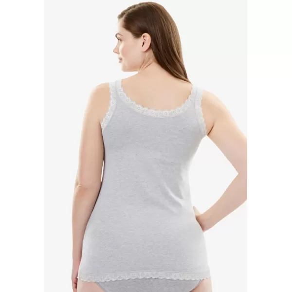 Comfort Choice Women's Plus Size Lace-Trimmed Stretch Cotton Camisole Full Slip
