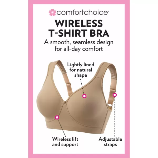 Comfort Choice Women's Plus Size Wireless Microfiber T-Shirt Bra