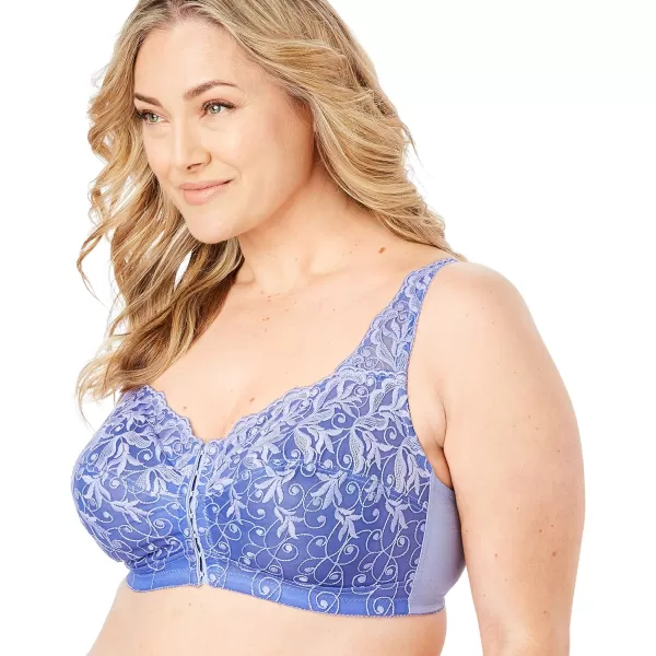 Women's Plus Size Scroll Embroidered Wireless Front-Close Bra