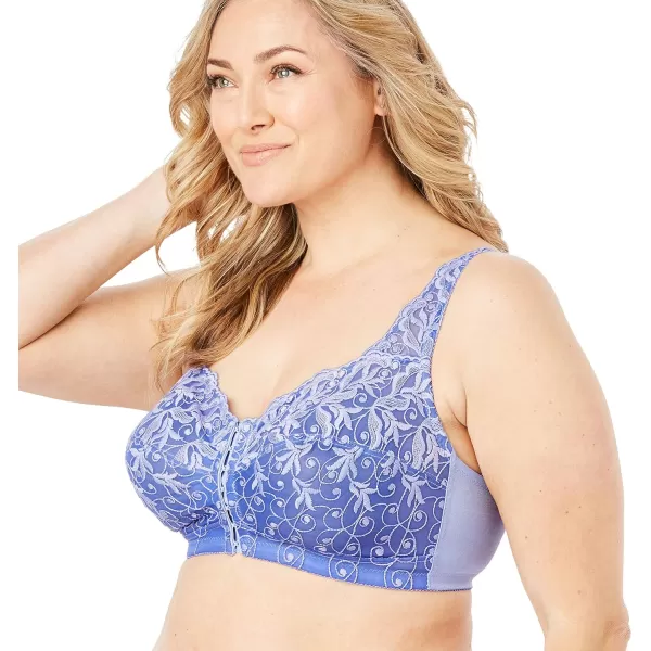 Women's Plus Size Scroll Embroidered Wireless Front-Close Bra