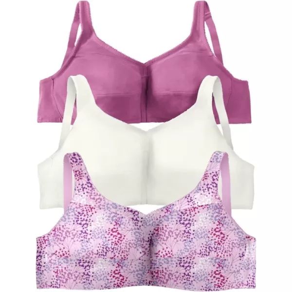Comfort Choice Women's Plus Size 3-Pack Front-Close Cotton Wireless Bra