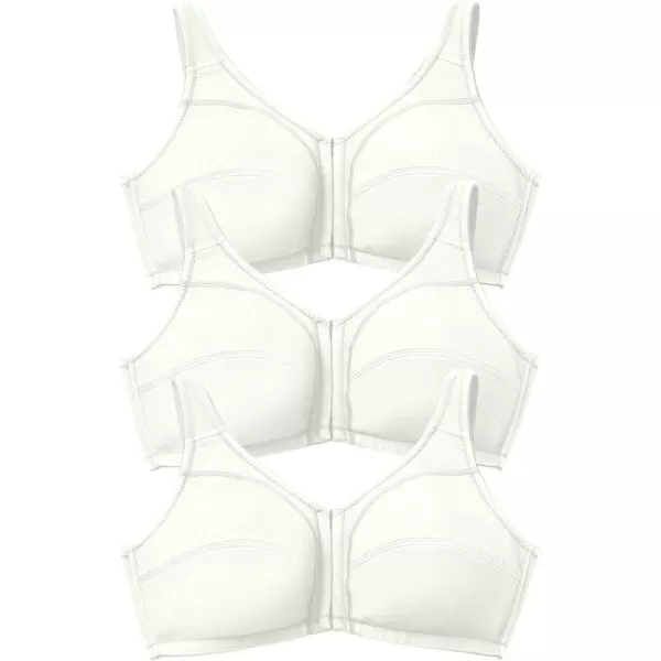 Comfort Choice Women's Plus Size 3-Pack Front-Close Cotton Wireless Bra
