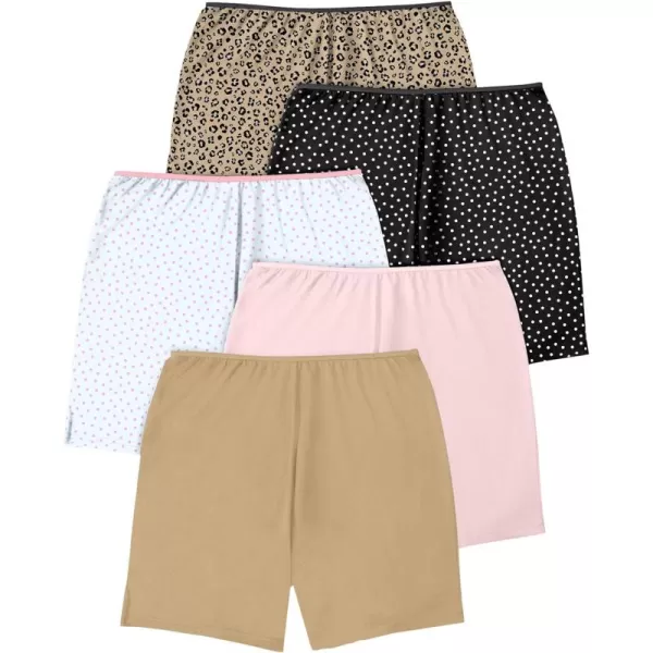 Comfort Choice Women's Plus Size Cotton Boxer 5-Pack Panties