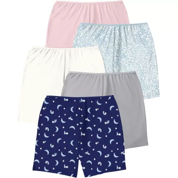Comfort Choice Women's Plus Size Cotton Boxer 5-Pack Panties