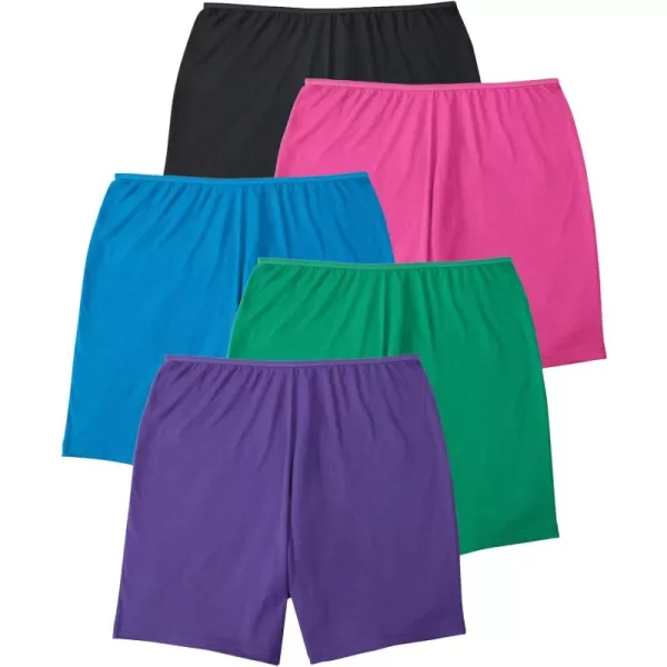 Comfort Choice Women's Plus Size Cotton Boxer 5-Pack Panties