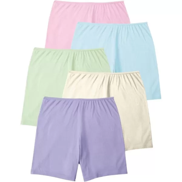Comfort Choice Women's Plus Size Cotton Boxer 5-Pack Panties
