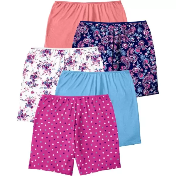 Comfort Choice Women's Plus Size Cotton Boxer 5-Pack Panties