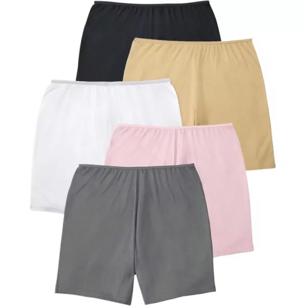 Comfort Choice Women's Plus Size Cotton Boxer 5-Pack Panties