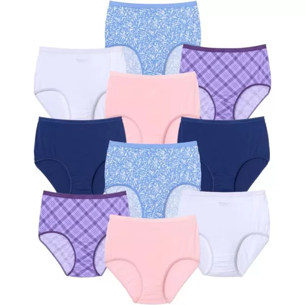 Comfort Choice Women's Plus Size Cotton Brief 10-Pack Underwear