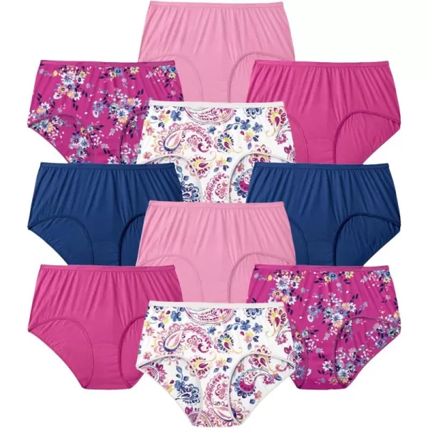 Comfort Choice Women's Plus Size Cotton Brief 10-Pack Underwear