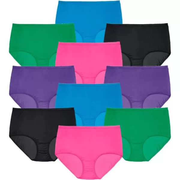 Comfort Choice Women's Plus Size Cotton Brief 10-Pack Underwear