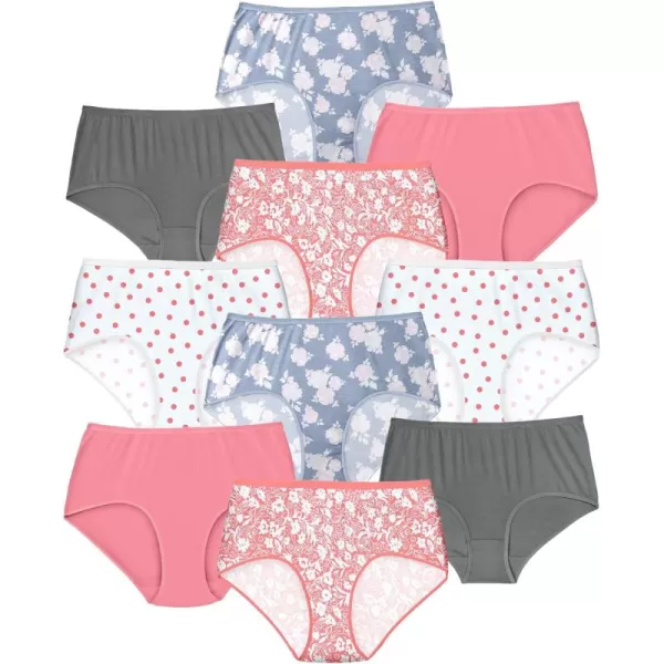 Comfort Choice Women's Plus Size Cotton Brief 10-Pack Underwear