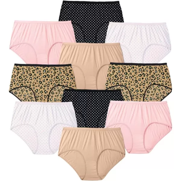 Comfort Choice Women's Plus Size Cotton Brief 10-Pack Underwear