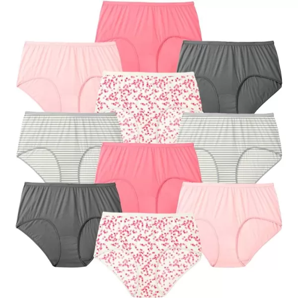 Comfort Choice Women's Plus Size Cotton Brief 10-Pack Underwear