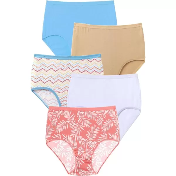 Comfort Choice Women's Plus Size Cotton Brief 5-Pack Underwear