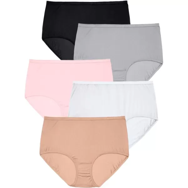 Comfort Choice Women's Plus Size Cotton Brief 5-Pack Underwear