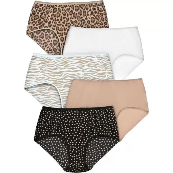 Comfort Choice Women's Plus Size Cotton Brief 5-Pack Underwear