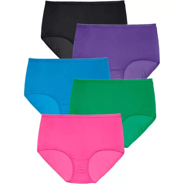 Comfort Choice Women's Plus Size Cotton Brief 5-Pack Underwear