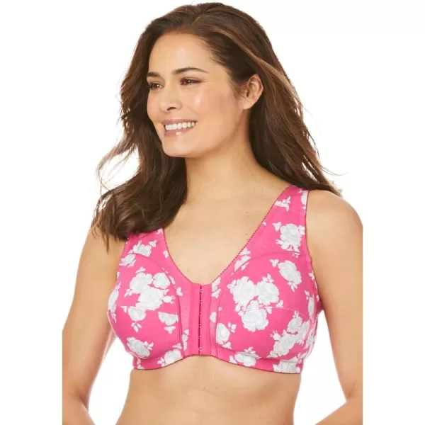 Comfort Choice Women's Plus Size Cotton Front-Close Wireless Bra