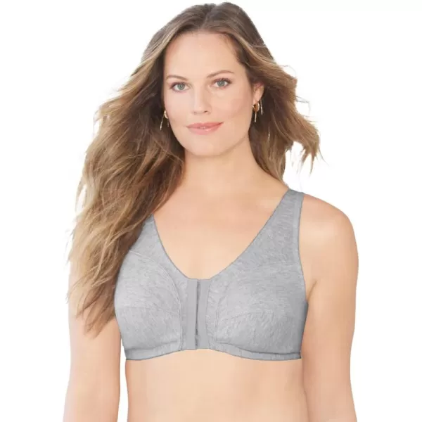 Comfort Choice Women's Plus Size Cotton Front-Close Wireless Bra