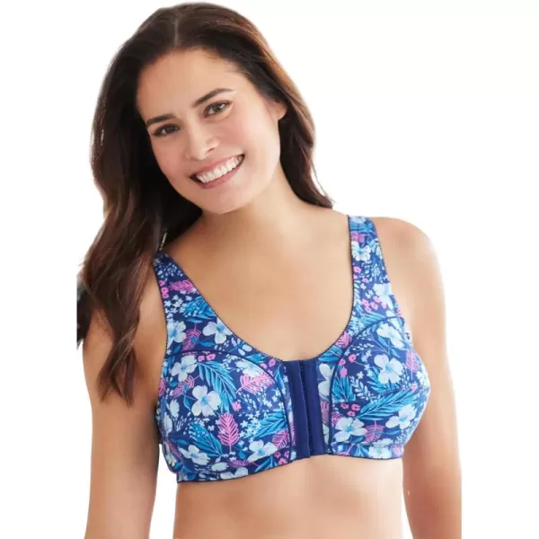 Comfort Choice Women's Plus Size Cotton Front-Close Wireless Bra