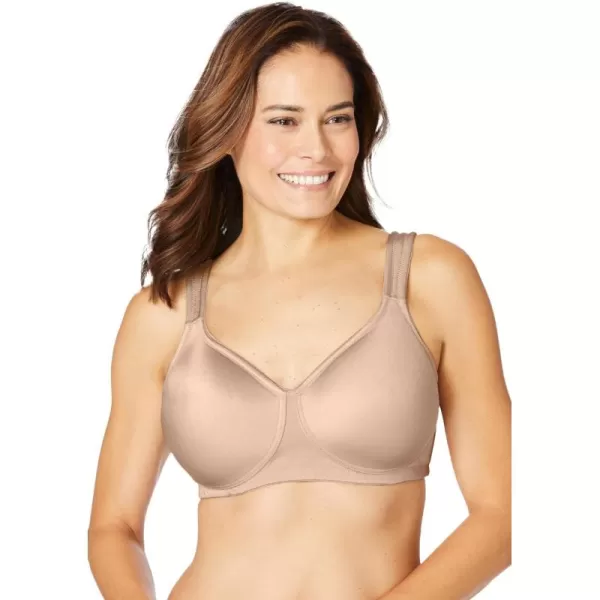 Comfort Choice Women's Plus Size Cotton Wireless Lightly Padded T-Shirt Bra)