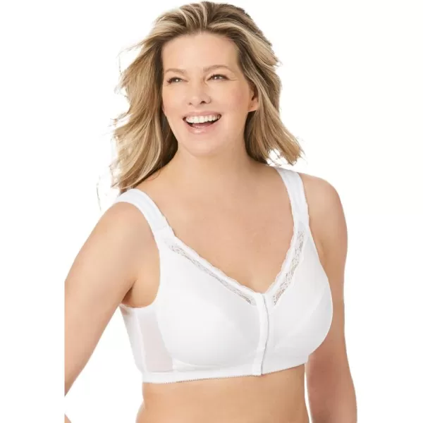 Comfort Choice Women's Plus Size Front-Close Cotton Wireless Posture Bra
