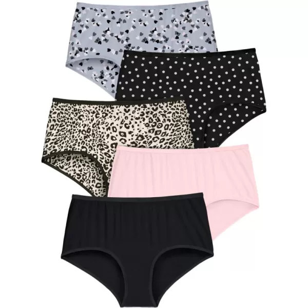 Comfort Choice Women's Plus Size Stretch Cotton Brief 5-Pack Underwear