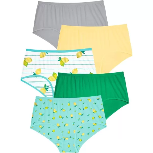 Comfort Choice Women's Plus Size Stretch Cotton Brief 5-Pack Underwear