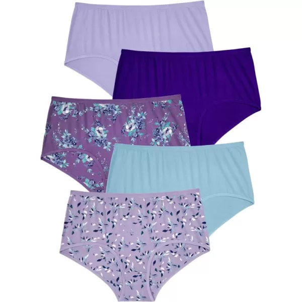 Comfort Choice Women's Plus Size Stretch Cotton Brief 5-Pack Underwear