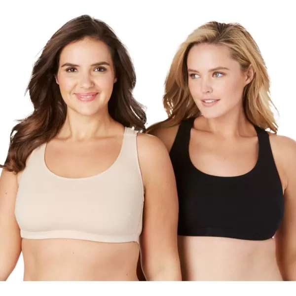 Comfort Choice Women's Plus Size Wireless Sport Bra 2-Pack