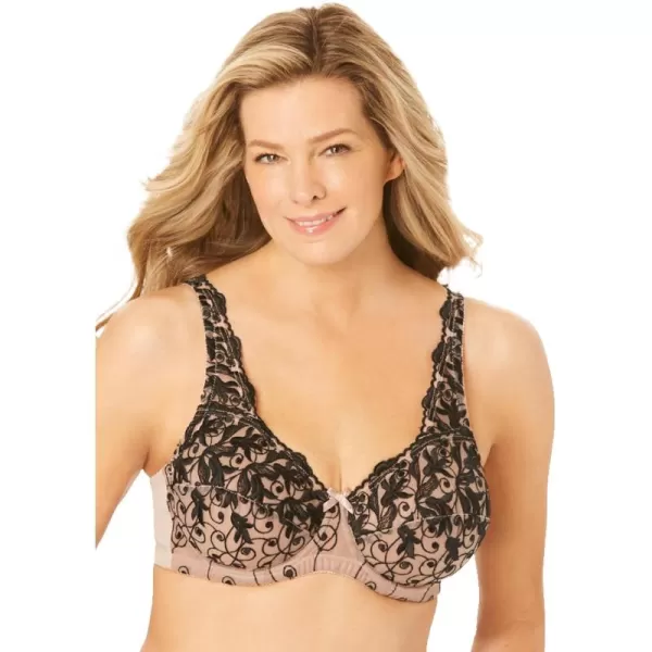 Women's Plus Size Embroidered Underwire Bra