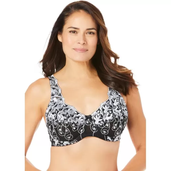 Women's Plus Size Embroidered Underwire Bra