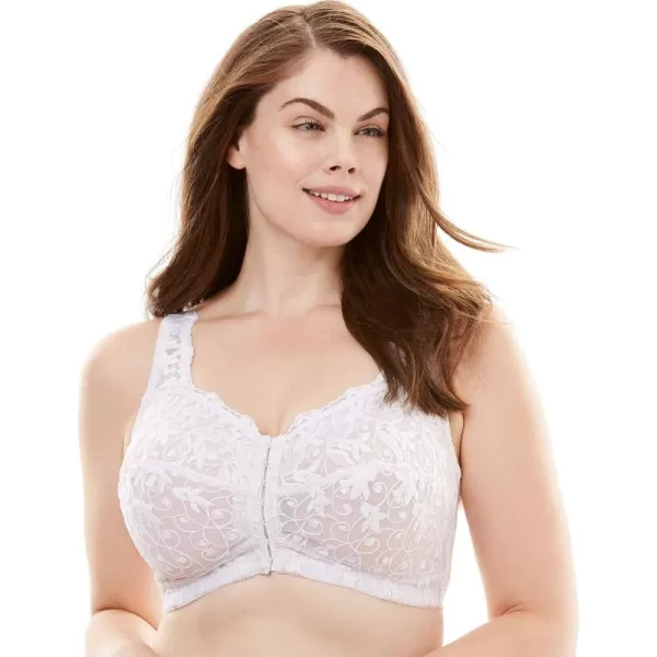 Women's Plus Size Scroll Embroidered Wireless Front-Close Bra