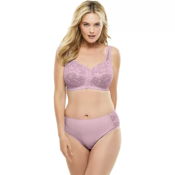 Women's Plus Size Scroll Embroidered Wireless Front-Close Bra