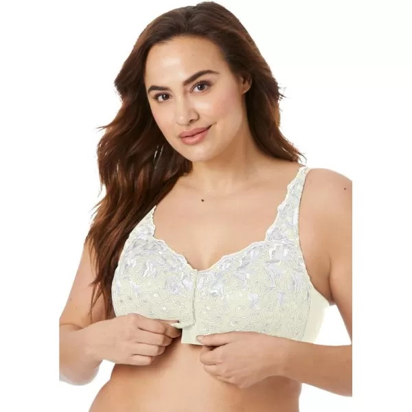 Women's Plus Size Scroll Embroidered Wireless Front-Close Bra