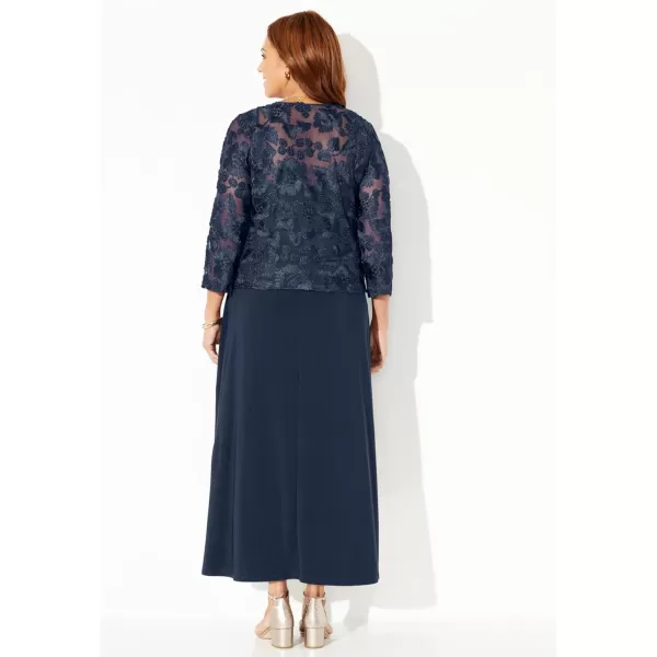 Catherines Women's Plus Size Embroidered Jacket Dress