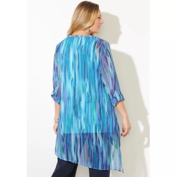 Catherines Women's Plus Size Petite Beaded Beauty Asymmetrical Tunic