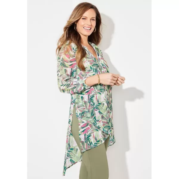 Catherines Women's Plus Size Petite Beaded Beauty Asymmetrical Tunic