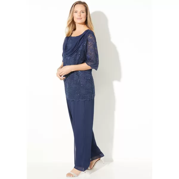 Catherines Women's Plus Size Sparkle &amp; Lace Pant Set